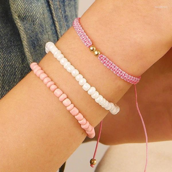 Charme pulseiras boêmio colorido arroz grânulos conjunto para mulheres artesanal multicamadas de vidro frisado elástico pulseira festa jóias acessórios