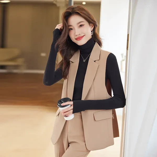 Frauen Zwei Stück Hosen 2023 Herbst Mode Freizeit Weste Und Hose Anzug Frauen Schlank Ärmellose Blazer Hosen Teile Set für Büro Damen