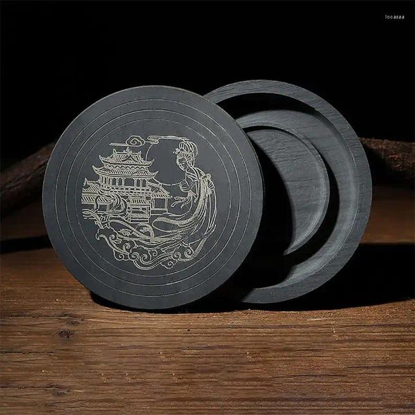 Placas decorativas de caligrafia chinesa Inkstone tinta de pedra natural com capa.