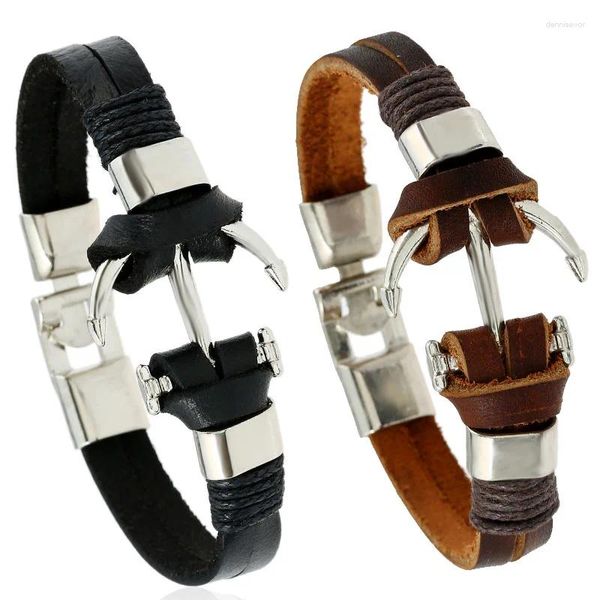 Charm-Armbänder WANGAIYAO Mode Retro handgewebtes Anker-Rindsleder für Herren und Damen, einfach, vielseitig, für Paare, Leder, Handschmuck