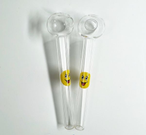 Logo del volto sorridente Tubo per bruciatore di olio in vetro Pyrex Tubo dritto Tubi manuali Tubo a cucchiaio Mini accessori