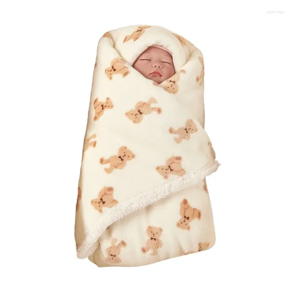 Cobertores quentes e suaves dos desenhos animados cobertor do bebê engrossado flanela velo swaddles chuveiro presente para crianças infantis 75x100cm d7wf