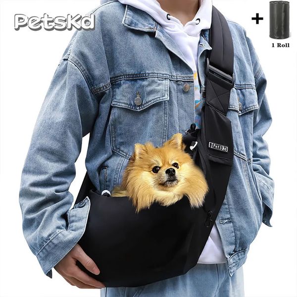 Caixas de gato Casas Petskd Pet Dog Sling Bag Outdoor Portátil Ombro Messenger Bag Cat Walking Bag para Filhote de Cachorro Gatinho Nylon Animais de Estimação Bolsa 231030