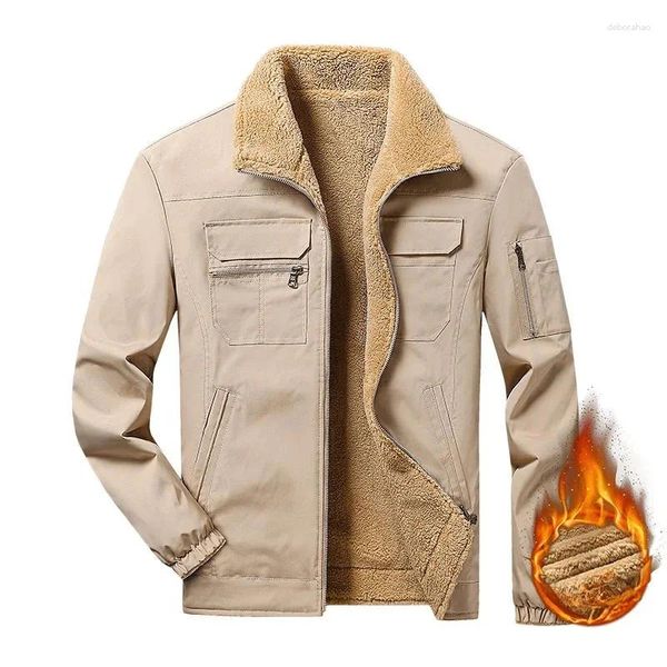 Мужские куртки 2023 с отложным воротником, зимняя хлопковая уличная флисовая мужская куртка из шерпа, теплая тактическая куртка-карго, мужская одежда