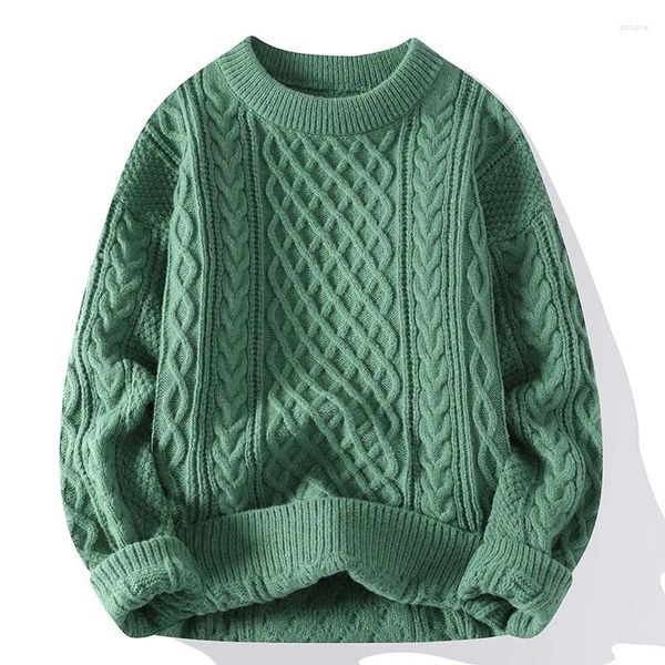 Maglioni da uomo Vintage Uomo O-Collo Maglione Pullover Maglioni Verde Abbigliamento moda 2023 Autunno Inverno Tops Felpe lavorate a maglia