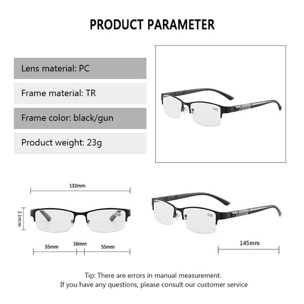 Iboode Lesebrille Männer Frauen Hohe Qualität Halbrahmen Dioptrien Brille Business Männlich Presbyopie Brillen +1,0 1,5 2,0 2,5 4