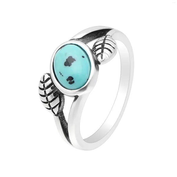Anéis de cluster Hainon elegante fogo opala dedo para mulheres 2023 design azul oval pedra prata banhado anel conjunto festa