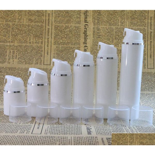 Verpackungsflaschen Großhandel Kunststoff Airless-Pumpflaschen leer 50 ml 80 ml 100 ml klare Vakuum-Lotion-Flasche mit Sier-Ring-Er-Kosmetik-Pac-Dhnut