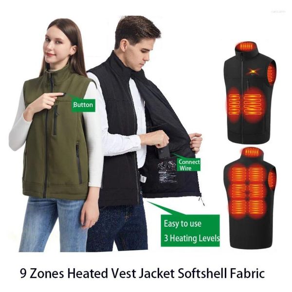 Jaquetas de caça colete de aquecimento elétrico inteligente colete de inverno dos homens gola usb constante quente sem mangas feminino softshell colete tatico