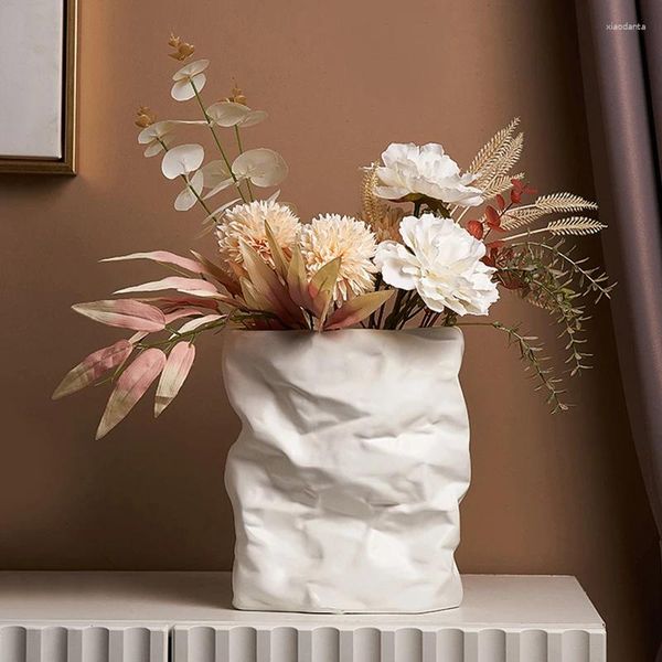 Vasi Decorazione domestica Vaso in ceramica per fiori da giardino Vasi per piante Decorativi Fiori secchi di simulazioneIkebana Bianco Decor