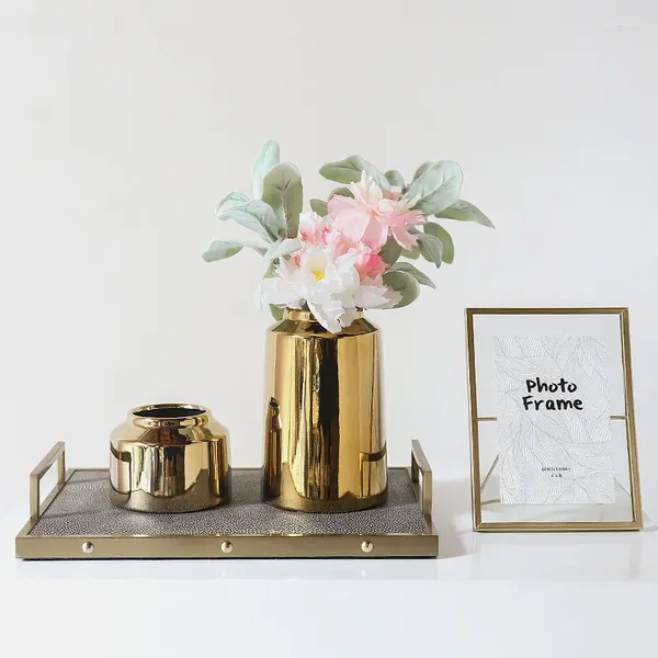 Vazolar İskandinav Altın Seramik Vazo Süsleme Dekorasyonu Elektrapan Çiçek Düzenlemesi Ev Dekoru Ikebana