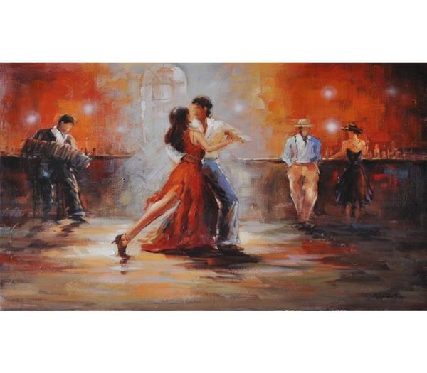 Pinturas abstratas de arte moderna com dançarina de tango, pintura a óleo artesanal para sala de estar1546096