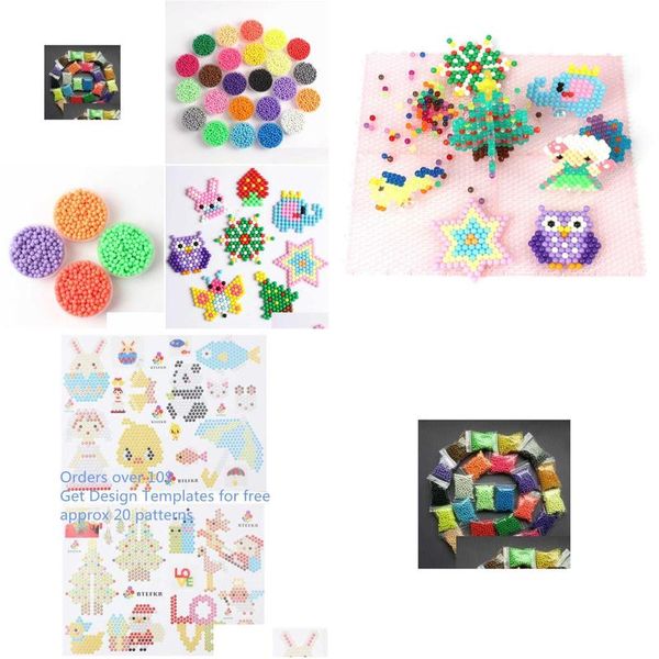 Quebra-cabeças 10 sacos sólidos grânulo recarga pacote 24 cores pegajoso perler pegboard conjunto jigsaw brinquedos educativos pintura puzzle jogo atacado dr dh1ov