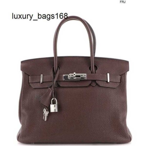 50 borse Tote Bag Borsa a mano personalizzata in edizione limitata di grande capacità Togo color cioccolato con hardware in palladio Marrone con logo Wy4s