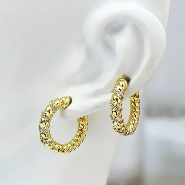 Dangle Küpeler 10 Çift Twist Circle Takı Yuvarlak Zirkon 18K Altın Kaplama Moda 30172