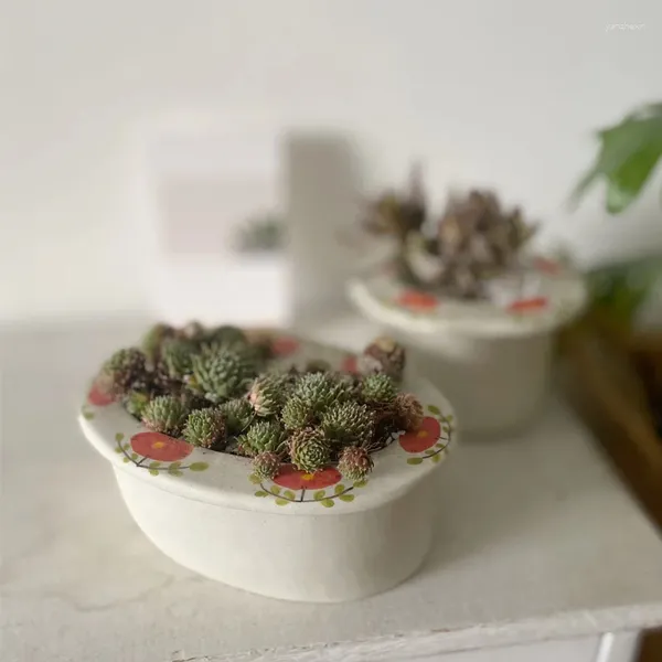 Vasi creativi fatti a mano in ceramica piante grasse cactus in vaso ovale letterario fiori decorazione camera carina accessori per la casa regali di natale