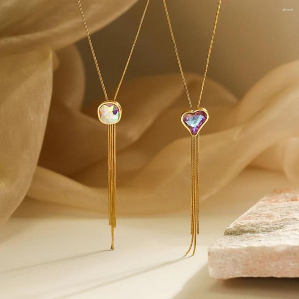 Colares de pingente vintage francês chique cor de ouro 316l aço inoxidável jóias de casamento colar de coração delicado para mulheres elegantes
