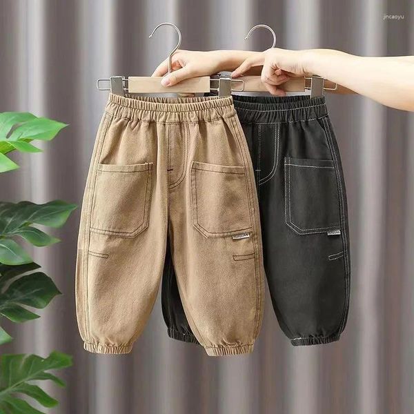 Hosen Herbst Kinder Jungen Feste Cargo Hosen Elastische Taille Sweatpant 1 Y Kleinkind Kleidung Frühling Mädchen Dünne Knöchel Länge Sport