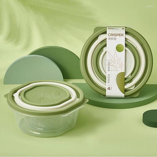 Garrafas de armazenamento 4 pc caixa transparente espessada geladeira vegetais frutas frescas com ranhuras utensílios de cozinha