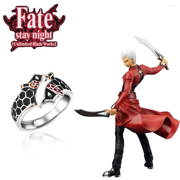 Anéis de cluster Fate / Stay Night Anime Anel Emiya Archer Moda Cosplay Prop Dedo Fate Grande Ordem para Mulheres Homens Coletar Jóias Presente