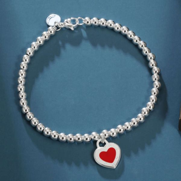 Catene Bracciali di lusso da donna Tiff Bangle Love Heart Smalto Ciondolo Catena a mano Donna Tiffanjewelry S925 Argento Girl Friend Bracciale a mano H94h