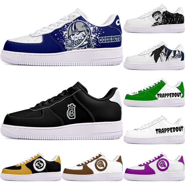 DIY Sapatos Inverno Preto Adorável Outono Mens Lazer Sapatos Um para Homens Mulheres Plataforma Casual Sapatilhas Clássico Limpo Dos Desenhos Animados Graffiti Treinadores Esportes 61197