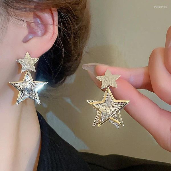 Brincos pendurados personalizados vintage ocos de metal estrelas gota para mulheres joias de festa de alta qualidade