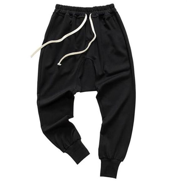 Calças estilo hip hop dança harem sweatpants drop virilha homens parkour track calças cônicas178a