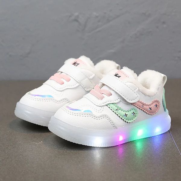 Stiefel Kinderschuhe Jungen Plüsch Baumwolle LED für Wärme Mädchen Kleinkinder Klein Weiß Gehen 231030