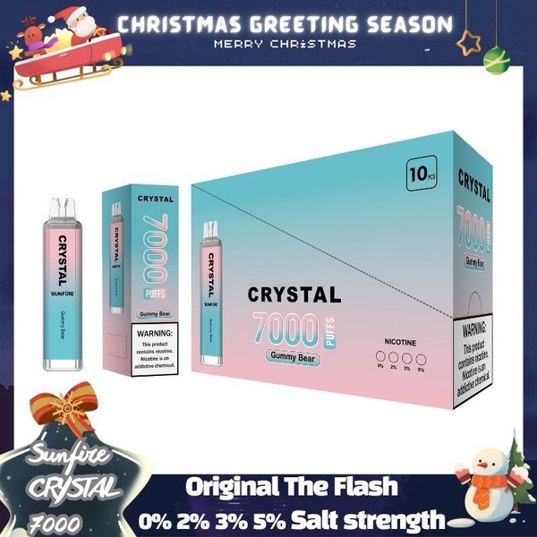 Top1 Toptan Kristal 7K OEM ODM Elektronik Alışveriş En İyi Fabrika 1300mAH TPD 16ml Yağ Meyve Aromaları Düşük Nic Crystal 7000 Puflar Efsa Bobin Meyve Tadı E Sigara