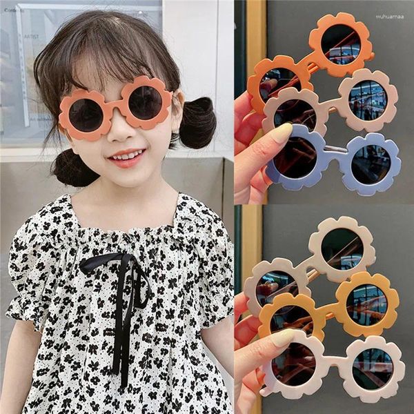 Cappelli Occhiali da sole per bambini Occhiali da sole con montatura rotonda per fiori di sole per ragazze dei ragazzi UV400 Occhiali da vista adorabili per bambini Ciclismo per bambini