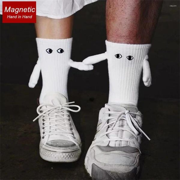 Мужские носки, 2 пары магнитных забавных хлопковых носков для мужчин и женщин, длинная трубка для влюбленных, подарок на Рождество/День Святого Валентина
