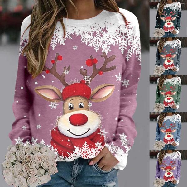 Damen Hoodies Trend Weihnachten Sweatshirt Pullover für Frauen lässig Teen Girls Langarm süße Rentiergrafik -Hemden