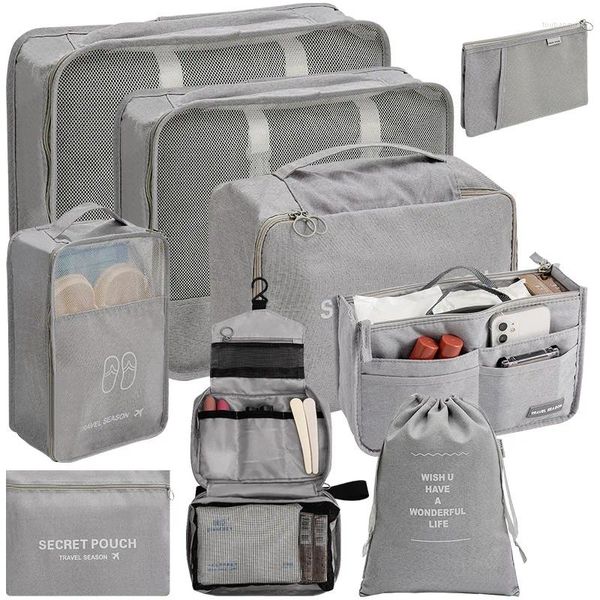 Sacos de armazenamento 7/8/9 peças / conjunto Saco de viagem Roupas e sapatos Trimmer Pack Cubic Suitcase Home