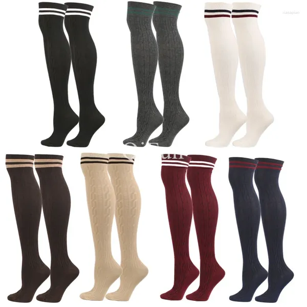 Männer Socken Kompression Medias Schwarz Weiß Gestreift Lange Frauen Velet Über Knie Oberschenkel Hohe Strümpfe Mädchen Lolita Cosplay Kostüme