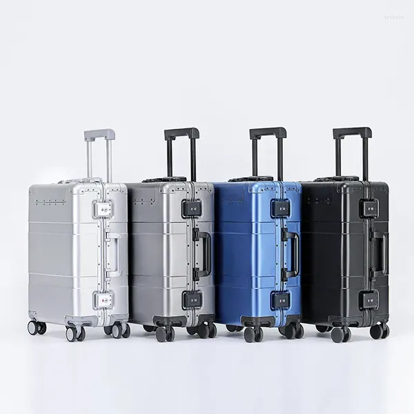 Чемоданы Новейший полностью алюминиевый дорожный багаж Высококачественный чемодан на колесиках 20 дюймов для ручной клади для мужчин и женщин