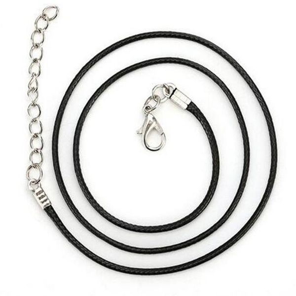 Colar de cobra de couro de cera preta, corda de miçangas, fio de corda de 18 polegadas para joias diy, 200 peças / lote W9 353z