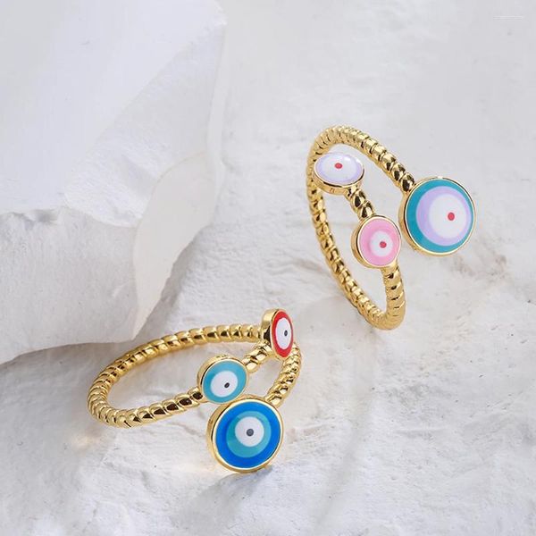 Cluster Ringe Mafisar Design Gold Farbe Emaille Ring für Frauen Schöne tropfende Öl Glück Auge Mädchen Party Trend Schmuck Großhandel
