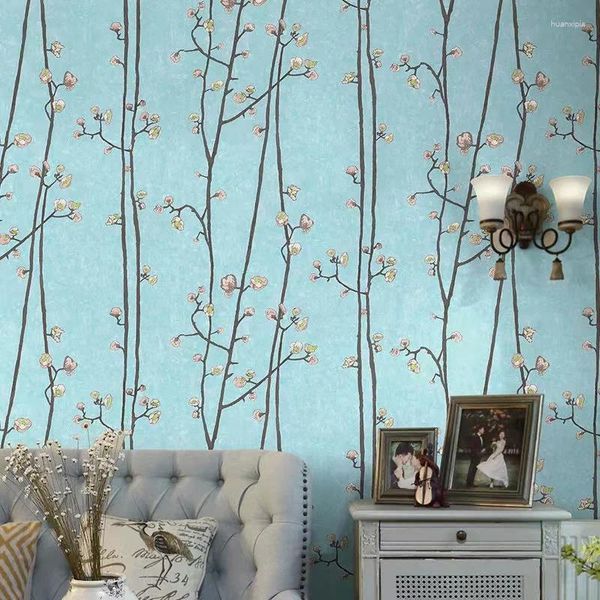 Wallpapers chinês claasic floresta árvore ameixa papéis de parede decoração de casa pastrol flores papel de parede rolo para sala de estar quarto decoração mural