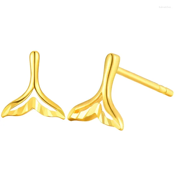 Ohrstecker 24K Gelbgold 999 3D Fischschwanz für Damen