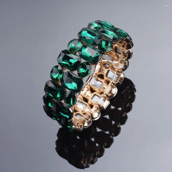 Link pulseiras moda ajustável vidro cristal pulseiras elásticas para mulher verde/vermelho ponto feamle jóias