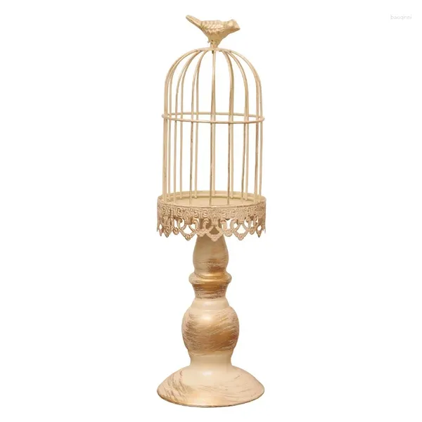 Portacandele Classico europeo Ferro Gabbia per uccelli Candeliere Decorazione della tavola Artigianato Ristorante El Western Merletto squisito