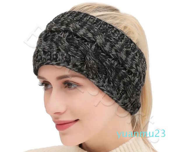 Вязаная повязка на голову крючком, женская зимняя спортивная повязка для волос, тюрбан, повязка на голову для йоги, теплая шапка-бини, повязки на голову