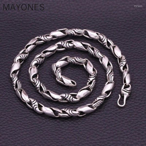 Catene 7mm Larghezza Collane in argento sterling 925 per uomo Collana a catena lunga tailandese stile punk maschile 55cm 60cm