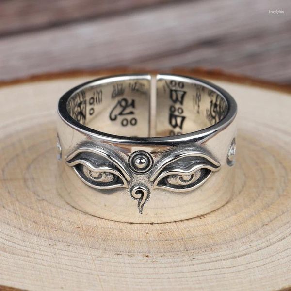 Cluster Ringe Silber Farbe Auge des Horus Vintage Design Teufel Verstellbarer Ring Finger Verlobung Hochzeit Männlicher Schmuck