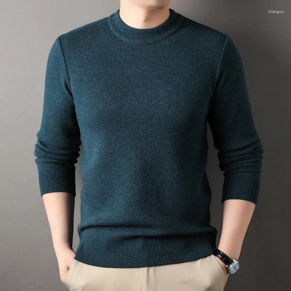 Männer Pullover Pullover Hälfte Rollkragen Herbst Und Winter Boden Hemd Reine Farbe Verdickt Koreanische Freizeit Einfache Pullover