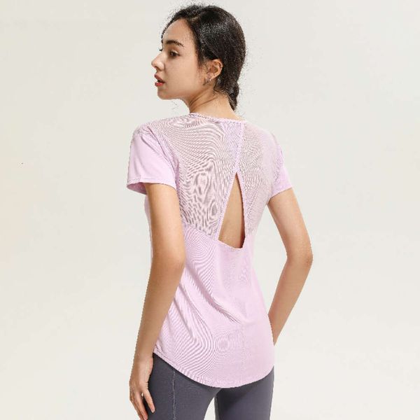 Lu Lu Yoga Lemon T-Shirt Mulher Tee Tops AI New Loose Short Sleeve Collar Sports Top T-shirt Dance Fitness Dress Cover Up Alo Running Athletic