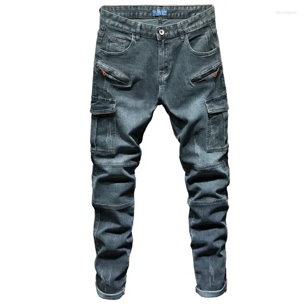 Herren Jeans Multi Pocket Cargo Für Männer Gerade Lose Jogger Denim Hosen Plus Größe 42 44 Stretch Slim Fit Hosen