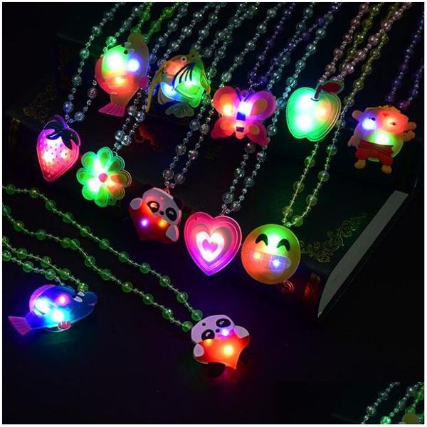 Decorazione per feste Glitter Flash Collana in acrilico Lampada a led Novità Mercato notturno Giocattoli creativi per bambini Luminoso Accendi Glow Drop De Dhwms