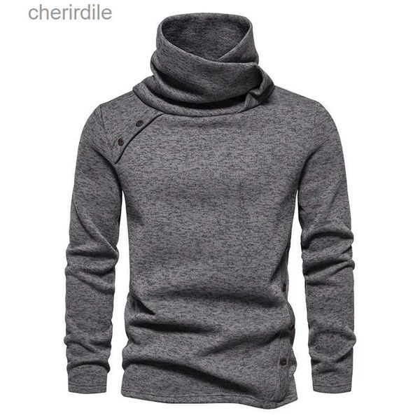 Männer Pullover 2023 Herbst Koreanischen Stil Einzigartige Haufen Kragen Design Pullover Männer Casual Lose Seite Einreiher Pullover Für Männer größe S-XXL YQ231030